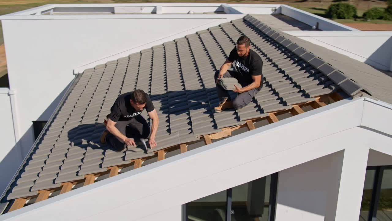 Corrugated Roofing Cape Town - roofing team fixing a pitched tile roof